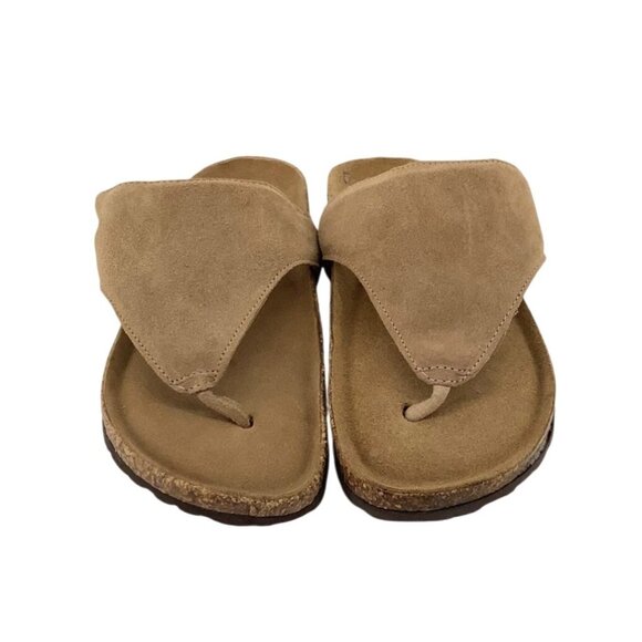 Bio Gold Shoes - Bio Gold Womens Suede Adjustable Thong Sandals Cork Footbed Made In Italy  Sz 9